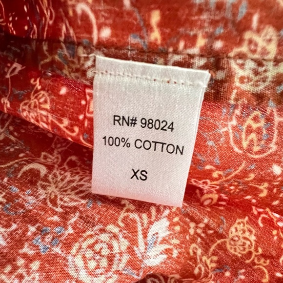 House of Harlow 1960 Josepha Floral Blouse Puff Long Sleeve Top Rust Size XS - Picture 9 of 14